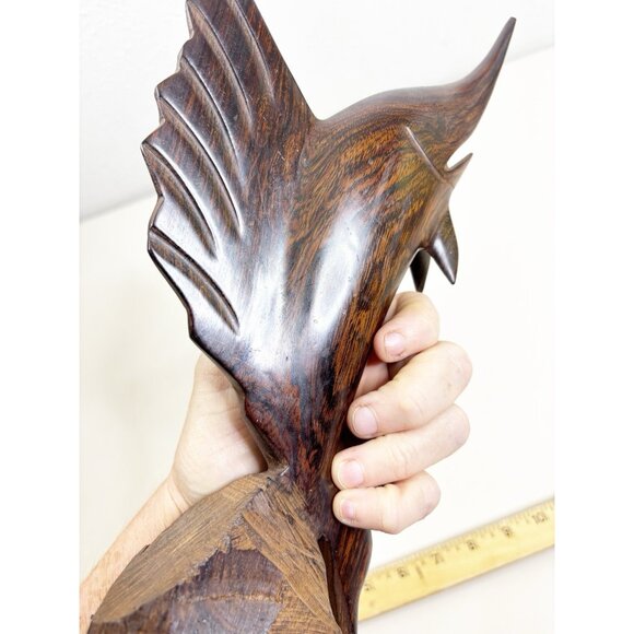 14" Wood Carved Sailfish Ironwood Striped Sculpture Beach Tropical Decor EUC - Picture 2 of 9
